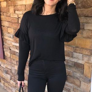 Black Sweater with Ruffles